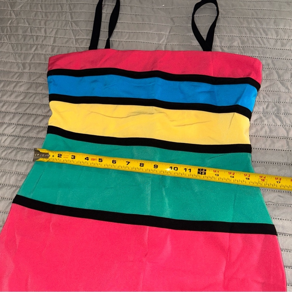 NWT Radzoli multi color colorblock bodycon removable straps dress sz: Large - Picture 8 of 12